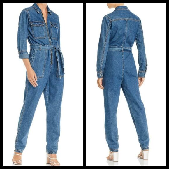 Sunset & Spring Long Sleeve Denim Boilersuit Jumpsuit Medium NWT - Picture 1 of 7